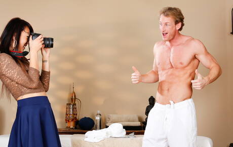 Tricky Spa invite you to explore a free photos with Miko Dai and Ryan Mclane in sex scene with dude